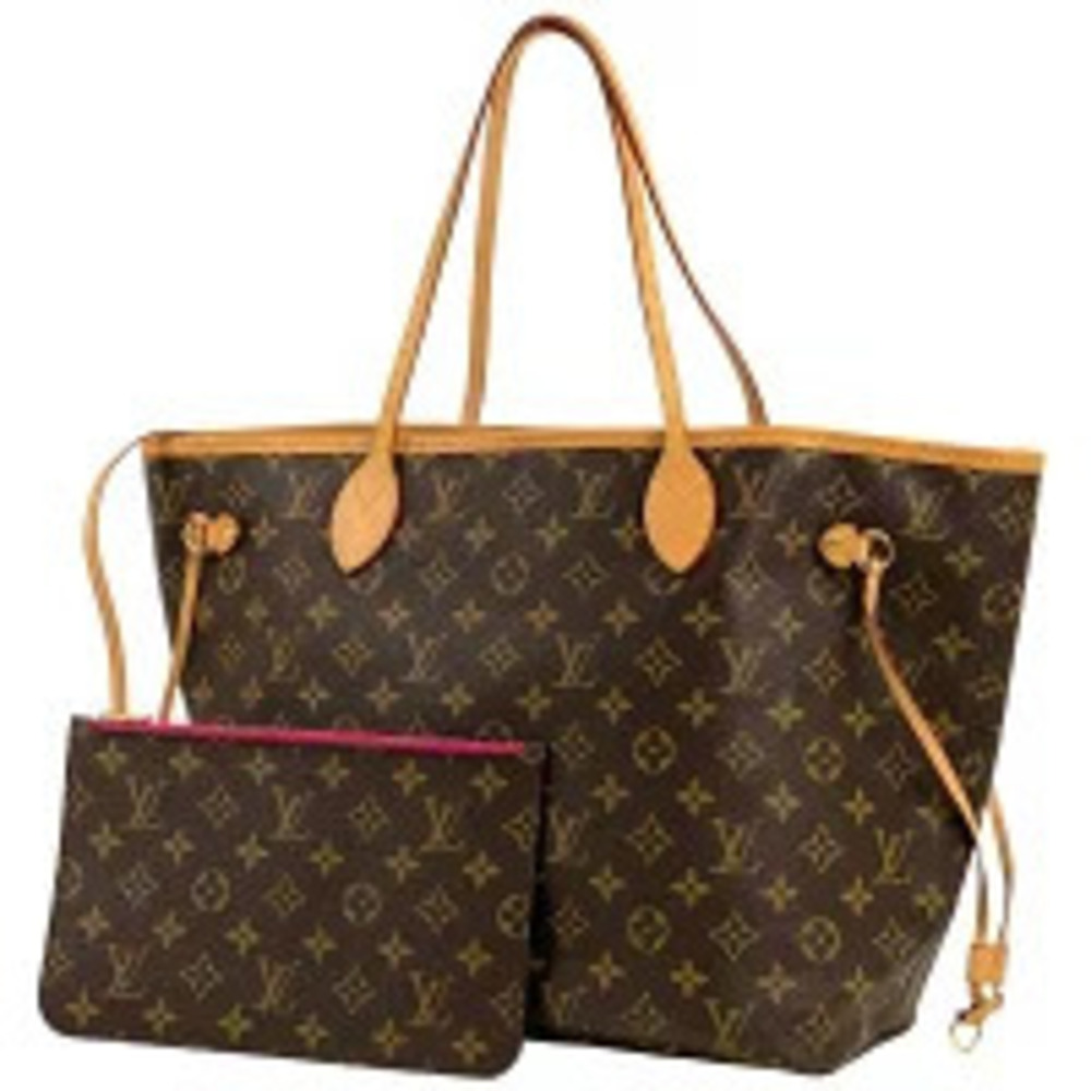 Louis Vuitton Neverfull Handbag Tote Bag Monogram Brown Pivoine Pink - Picture 1 of 7